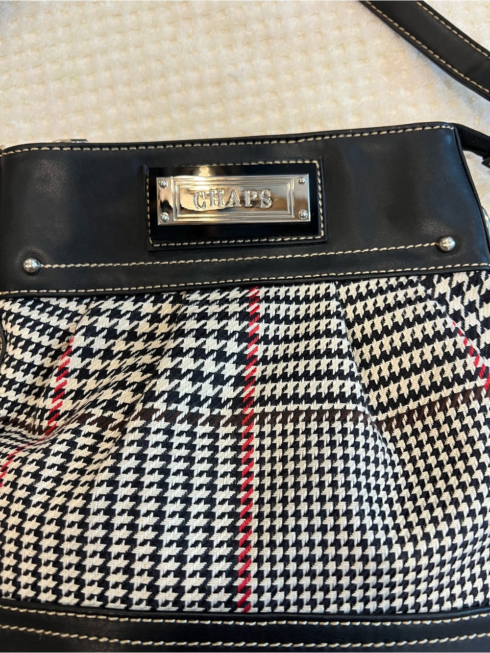 Black Chaps Crossbody Bag with Silver Hardware - Picture 3 of 8